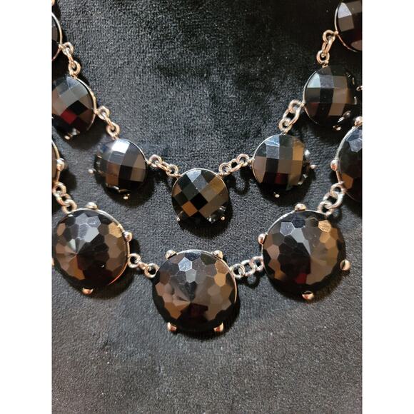 Charming Charlie Women's Black Faceted Bead Statement Necklace Lobster Claw Lock - Picture 3 of 8